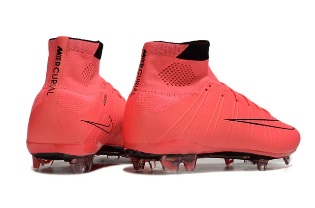 Nike Mercurial Superfly Rouge Noir Haut-Coupé Bottine en Maille Texturée Poignée Avant-Pied Sol Ferme Chaussures de Football 6