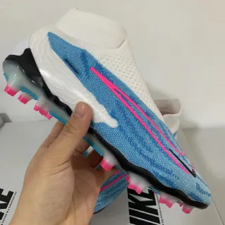 Nike Mercurial Superfly White Blue High-Cut Sock-Fit Collar Firm-Ground Soccer Shoes