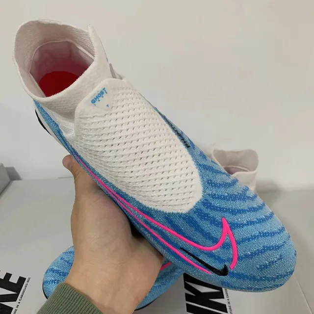 Nike Mercurial Superfly White Blue High-Cut Sock-Fit Collar Firm-Ground Soccer Shoes 8