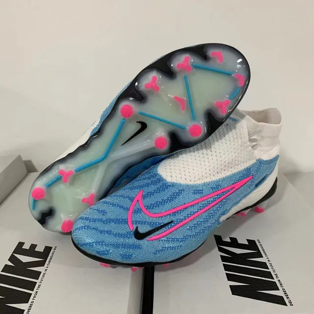 Nike Mercurial Superfly White Blue High-Cut Sock-Fit Collar Firm-Ground Soccer Shoes 9