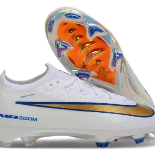 Nike Mercurial Vapor Air Zoom blanc or bleu Firm-Ground chaussures de football