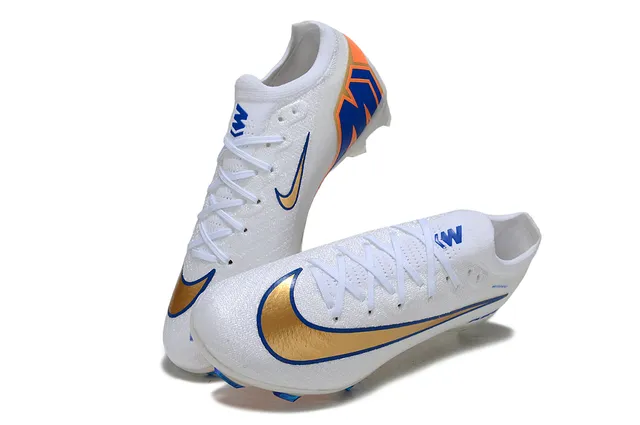 Nike Mercurial Vapor Air Zoom blanc or bleu Firm-Ground chaussures de football 3