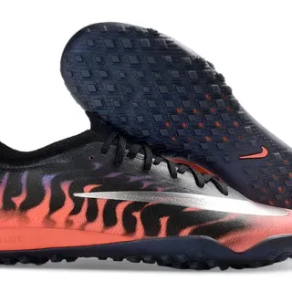 Nike Mercurial Vapor Preto Laranja Baixo corte malha superior impressão gráfica de chama sapatos de futebol turf