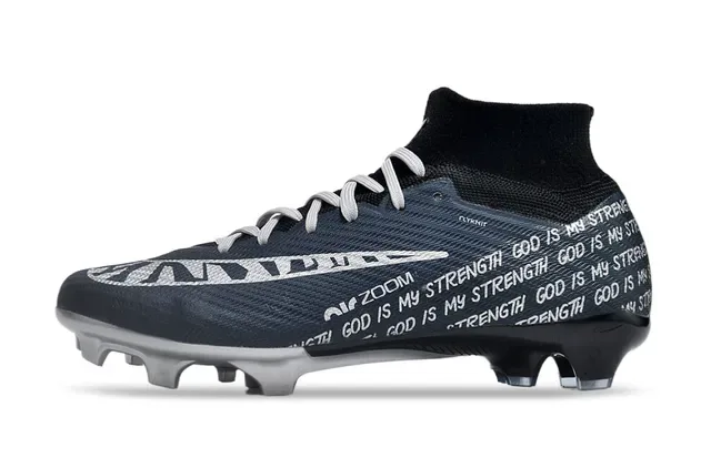 Nike Mercurial Vapor Black White High-Top Flyknit Upper Air Zoom Cushioning Firm-Ground Soccer Shoes 6