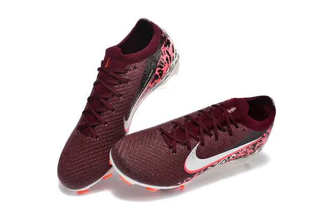 Nike Mercurial Vapor 酒红色橙色 低帮 飞线针织鞋面 袜式领口 硬地足球鞋 2