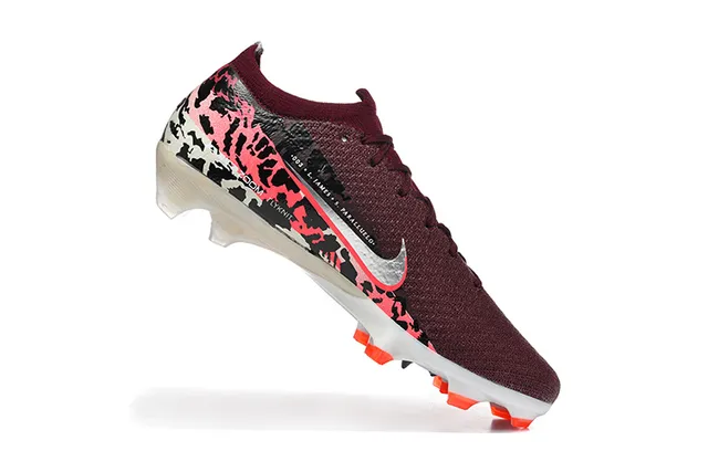 Nike Mercurial Vapor 酒红色橙色 低帮 飞线针织鞋面 袜式领口 硬地足球鞋 3