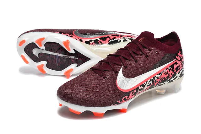 Nike Mercurial Vapor 酒红色橙色 低帮 飞线针织鞋面 袜式领口 硬地足球鞋 6