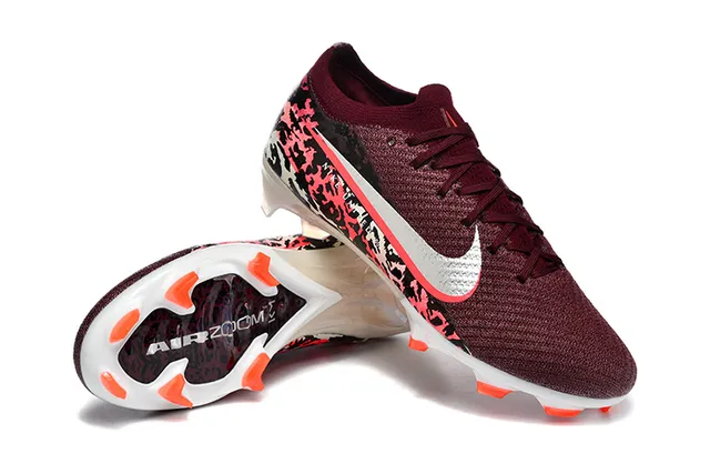 Nike Mercurial Vapor 酒红色橙色 低帮 飞线针织鞋面 袜式领口 硬地足球鞋 7