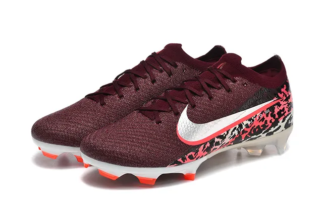 Nike Mercurial Vapor 酒红色橙色 低帮 飞线针织鞋面 袜式领口 硬地足球鞋 8