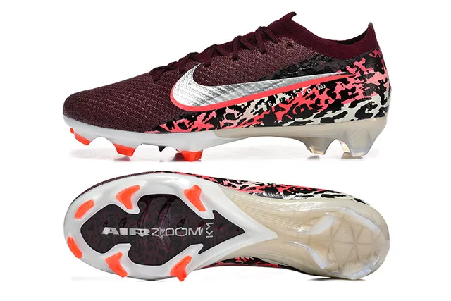 Nike Mercurial Vapor 酒红色橙色 低帮 飞线针织鞋面 袜式领口 硬地足球鞋 9