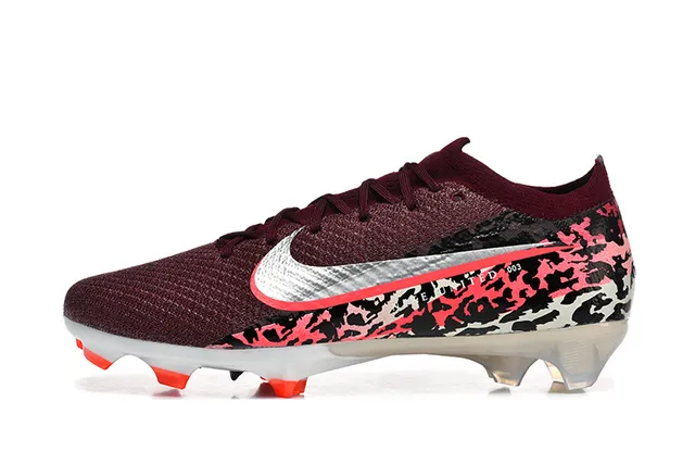 Nike Mercurial Vapor 酒红色橙色 低帮 飞线针织鞋面 袜式领口 硬地足球鞋 10