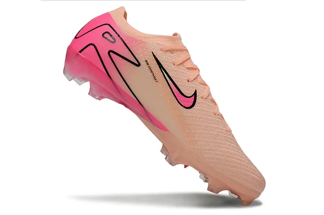 Nike Mercurial Vapor Pink Beige Chaussures de football à upper en knit à coupe basse avec lacets asymétriques pour terrain ferme 2