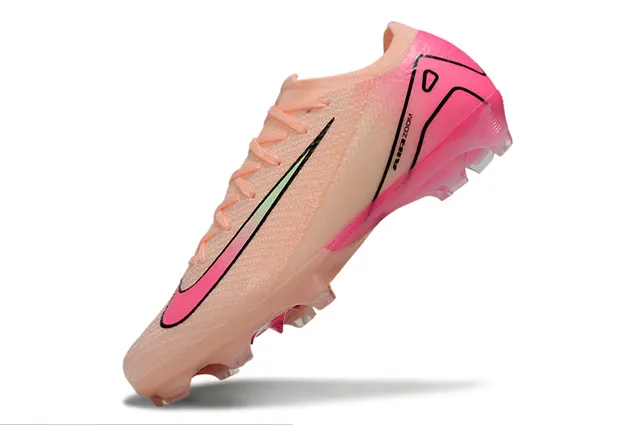 Nike Mercurial Vapor Pink Beige Chaussures de football à upper en knit à coupe basse avec lacets asymétriques pour terrain ferme 3