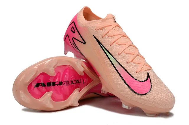 Nike Mercurial Vapor Pink Beige Chaussures de football à upper en knit à coupe basse avec lacets asymétriques pour terrain ferme 4