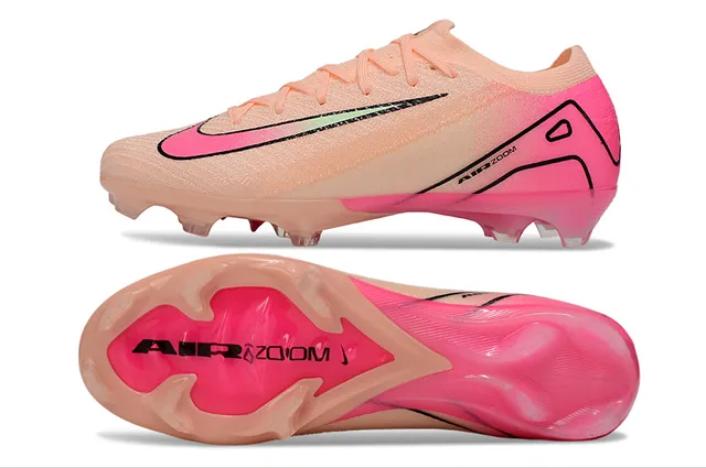 Nike Mercurial Vapor Pink Beige Chaussures de football à upper en knit à coupe basse avec lacets asymétriques pour terrain ferme 6