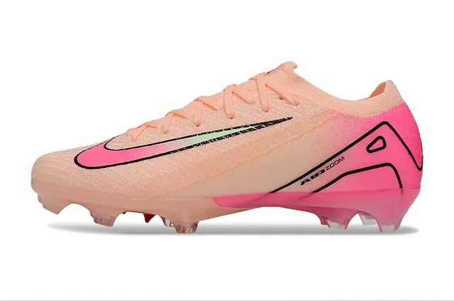 Nike Mercurial Vapor Pink Beige Chaussures de football à upper en knit à coupe basse avec lacets asymétriques pour terrain ferme 7