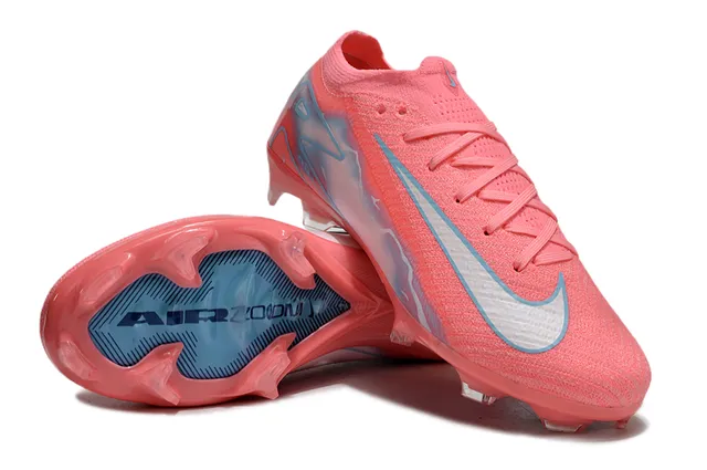 Nike Mercurial Vapor rosa e azul de corte baixo com upper de malha cadarços assimétricos e campo firme 4