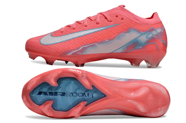 Nike Mercurial Vapor rosa e azul de corte baixo com upper de malha cadarços assimétricos e campo firme 6