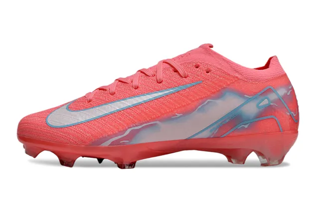 Nike Mercurial Vapor rosa e azul de corte baixo com upper de malha cadarços assimétricos e campo firme 7