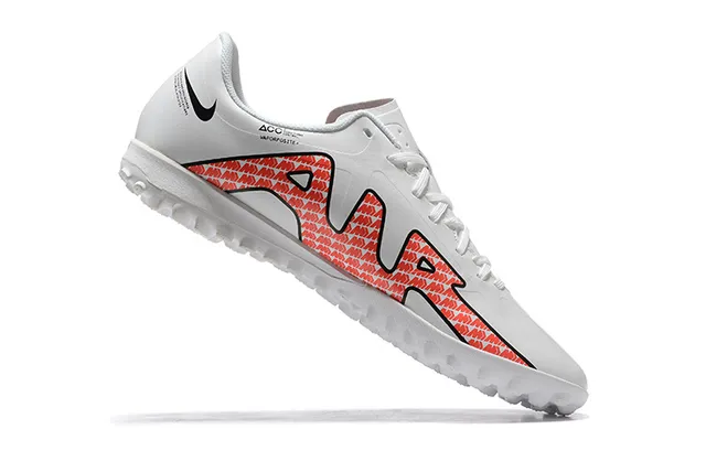 Nike Mercurial Vapor Chaussures de football blanc orange à lacets basses avec pointes coniques pour pelouse artificielle 3