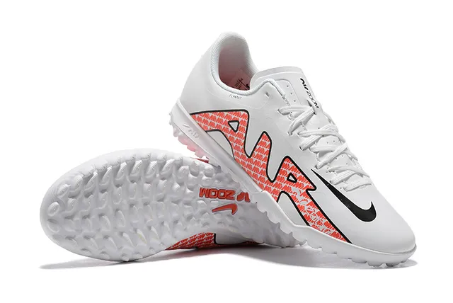 Nike Mercurial Vapor Chaussures de football blanc orange à lacets basses avec pointes coniques pour pelouse artificielle 6