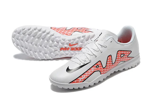 Nike Mercurial Vapor Chaussures de football blanc orange à lacets basses avec pointes coniques pour pelouse artificielle 7
