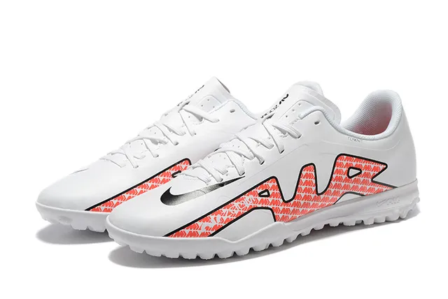 Nike Mercurial Vapor Chaussures de football blanc orange à lacets basses avec pointes coniques pour pelouse artificielle 8