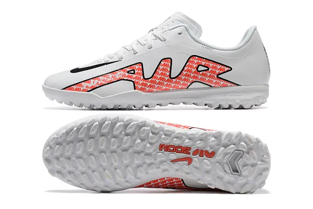 Nike Mercurial Vapor Chaussures de football blanc orange à lacets basses avec pointes coniques pour pelouse artificielle 9