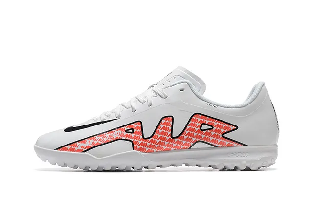 Nike Mercurial Vapor Chaussures de football blanc orange à lacets basses avec pointes coniques pour pelouse artificielle 10