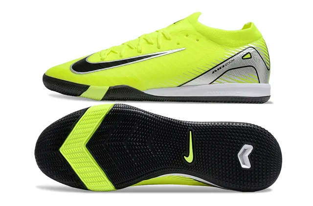 Nike Mercurial Vapor Jaune Noir Coupe-Basse Synthétique Supérieur Argent Air Zoom Branding Chaussures de Football Intérieur 6