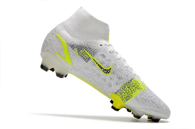 Nike Mercurial White Yellow High-Cut Bootie Upper Knit Mesh Construction Firm-Ground Soccer Shoes 3