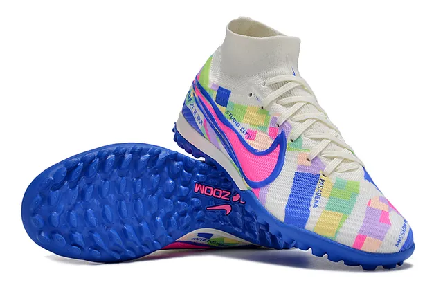 Nike Multicolore Bleu Tricot Supérieur Impression Graphique Gazon Artificiel Chaussures de Football 2
