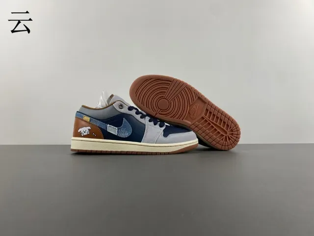 Nike Sneakers Lifestyle Navy Gray Patchwork Upper Denim-Textured Swoosh 11
