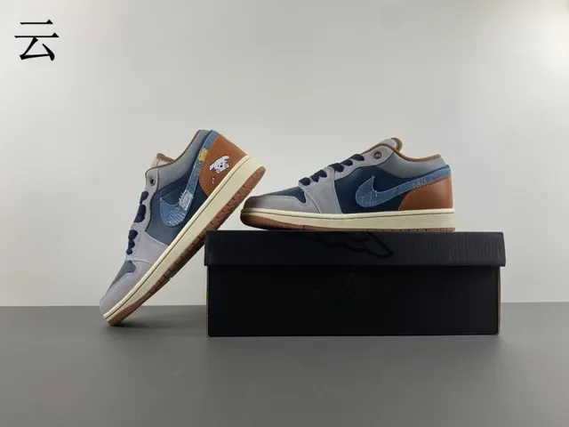 Nike Sneakers Lifestyle Navy Gray Patchwork Upper Denim-Textured Swoosh 12
