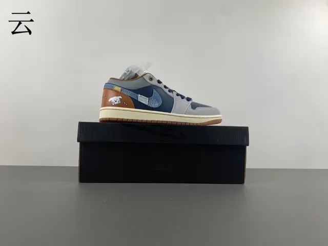 Nike Sneakers Lifestyle Navy Gray Patchwork Upper Denim-Textured Swoosh 14