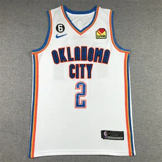 Nike Oklahoma City Thunder Shai Gilgeous-Alexander #2 白色蓝色 NBA Swingman-Style V-Neck Jersey