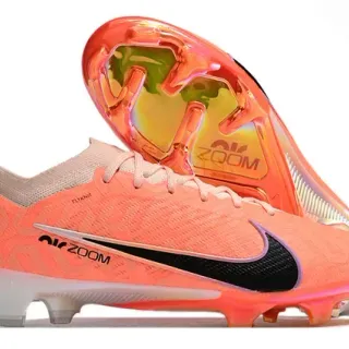 Nike Sapatos de Futebol Laranja Preto Low-Cut Flyknit Upper Sola Iridiscente Translúcida Placa Sola Firme