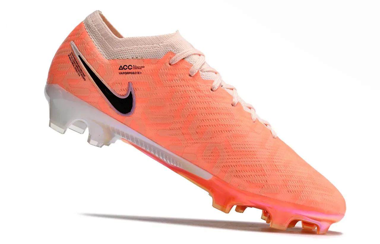Nike Zapatillas de Fútbol Naranja Negro Low-Cut Flyknit Upper Suela Iridiscente Translucida Placa Suela Firme 2