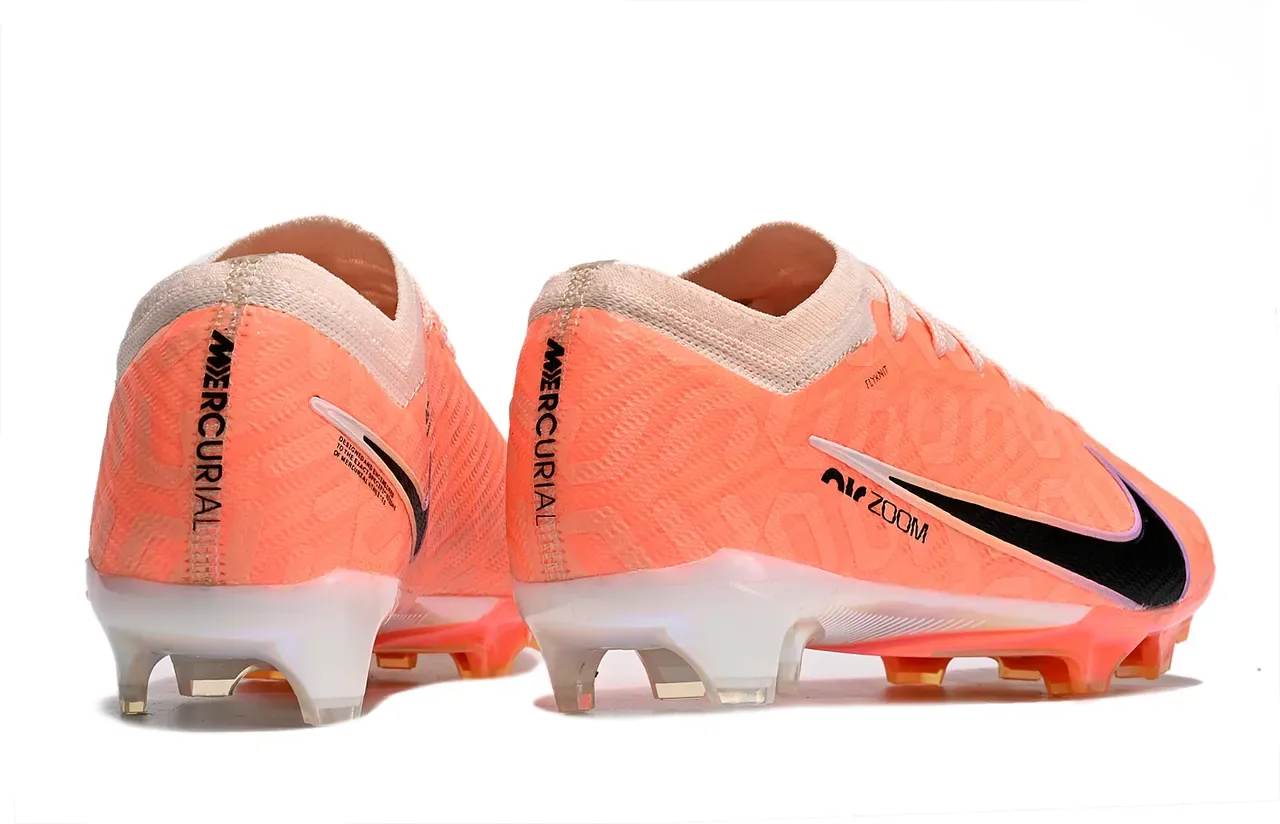 Nike Zapatillas de Fútbol Naranja Negro Low-Cut Flyknit Upper Suela Iridiscente Translucida Placa Suela Firme 5