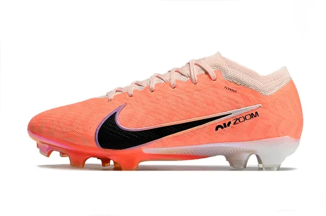 Nike Zapatillas de Fútbol Naranja Negro Low-Cut Flyknit Upper Suela Iridiscente Translucida Placa Suela Firme 7