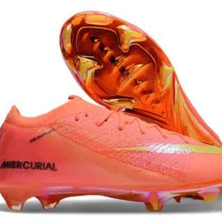 Nike Orange Gold Knit Upper Iridescent Accents Firm-Ground Soccer Shoes