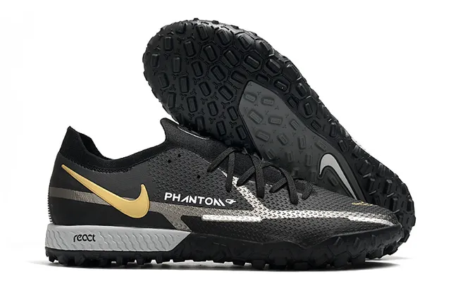 Nike Phantom GT Black Brown Low-Cut Synthetic Upper Metallic Copper Midfoot Panel Turf Soccer Shoes 17