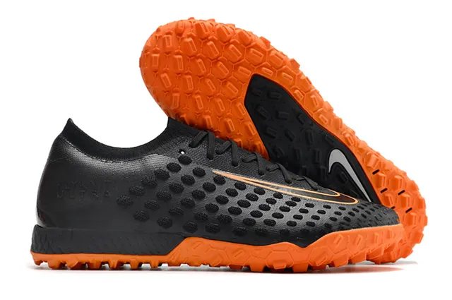 Nike Phantom GT Black Brown Low-Cut Synthetic Upper Metallic Copper Midfoot Panel Turf Soccer Shoes 22
