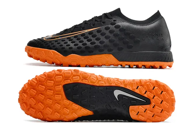 Nike Phantom GT Black Brown Low-Cut Synthetic Upper Metallic Copper Midfoot Panel Turf Soccer Shoes 23