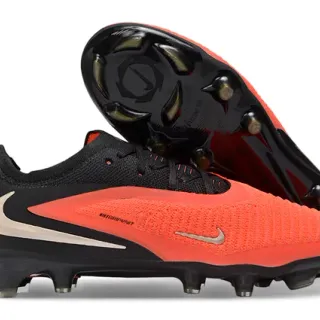 Nike Phantom GT Noir Orange Chaussures de football low-cut knit upper système de lacets asymétrique firm-ground
