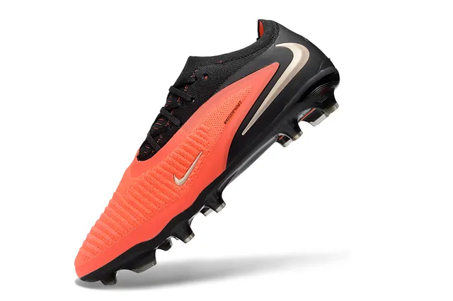 Nike Phantom GT أسود برتقالي أحذية كرة القدم low-cut knit upper asymmetric lacing system firm-ground 3