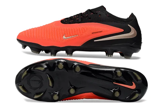 Nike Phantom GT أسود برتقالي أحذية كرة القدم low-cut knit upper asymmetric lacing system firm-ground 6
