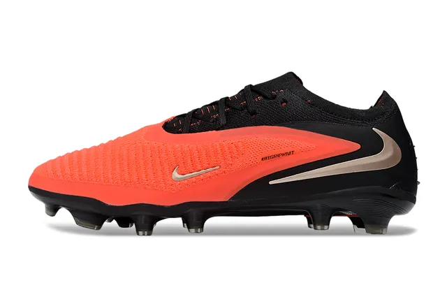 Nike Phantom GT أسود برتقالي أحذية كرة القدم low-cut knit upper asymmetric lacing system firm-ground 7