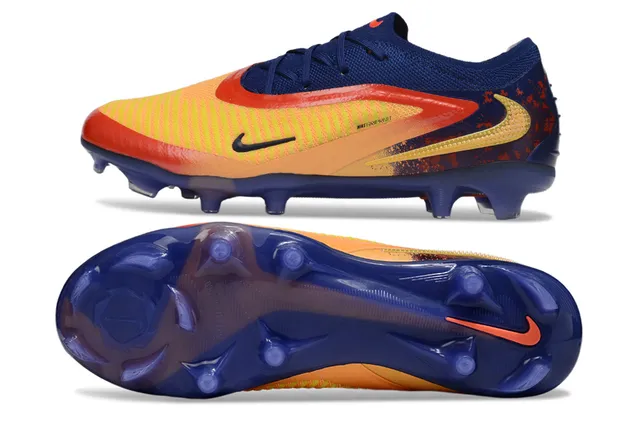 Nike Phantom GT Sapatos de futebol Navy Orange de corte baixo com upper de malha e cordões assimétricos para grama firme 5