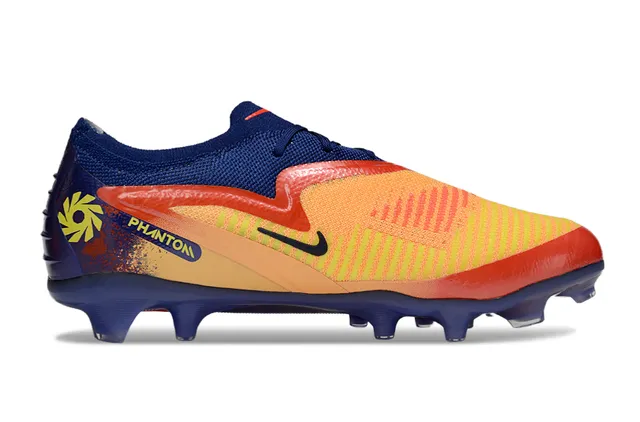 Nike Phantom GT Sapatos de futebol Navy Orange de corte baixo com upper de malha e cordões assimétricos para grama firme 7